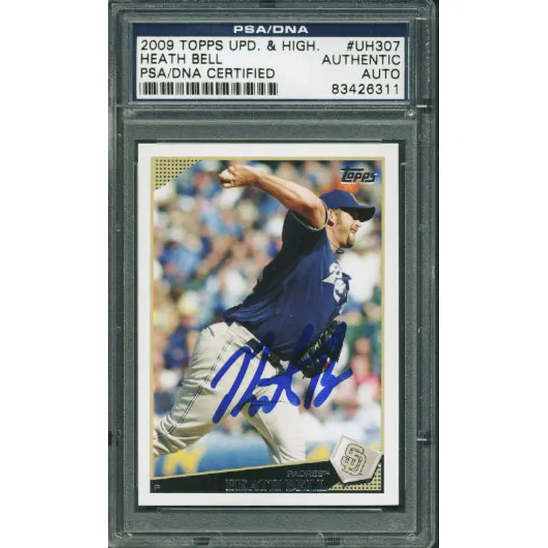 Padres Heath Bell Authentic Signed Card 2009 Topps #Uh 307 PSA/DNA Slabbed