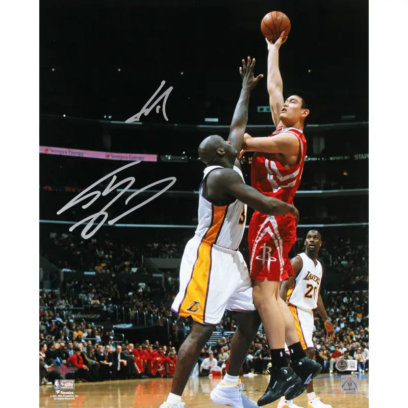 Shaquille O'Neal & Yao Ming Authentic Signed 16x20 Vertical Photo BAS Witnessed