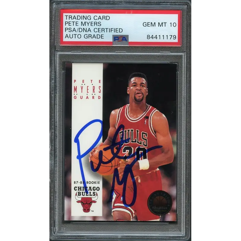 1993-94 Skybox #208 Pete Myers RC Signed Card AUTO 10 PSA Slabbed