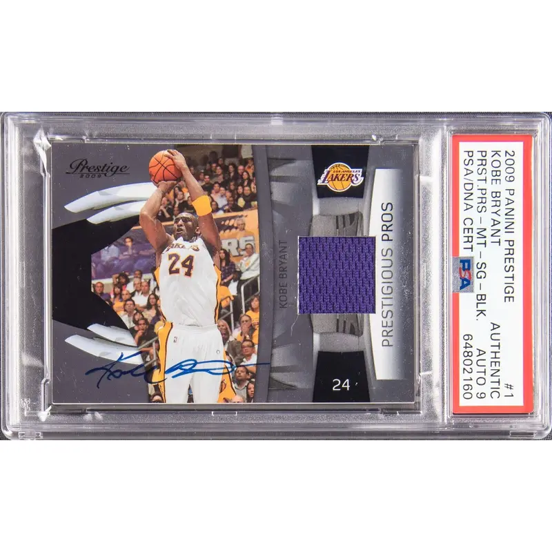 2009-10 Panini Prestige  Kobe Bryant Game Used Jersey Auto 17/25 PSA Auto 9