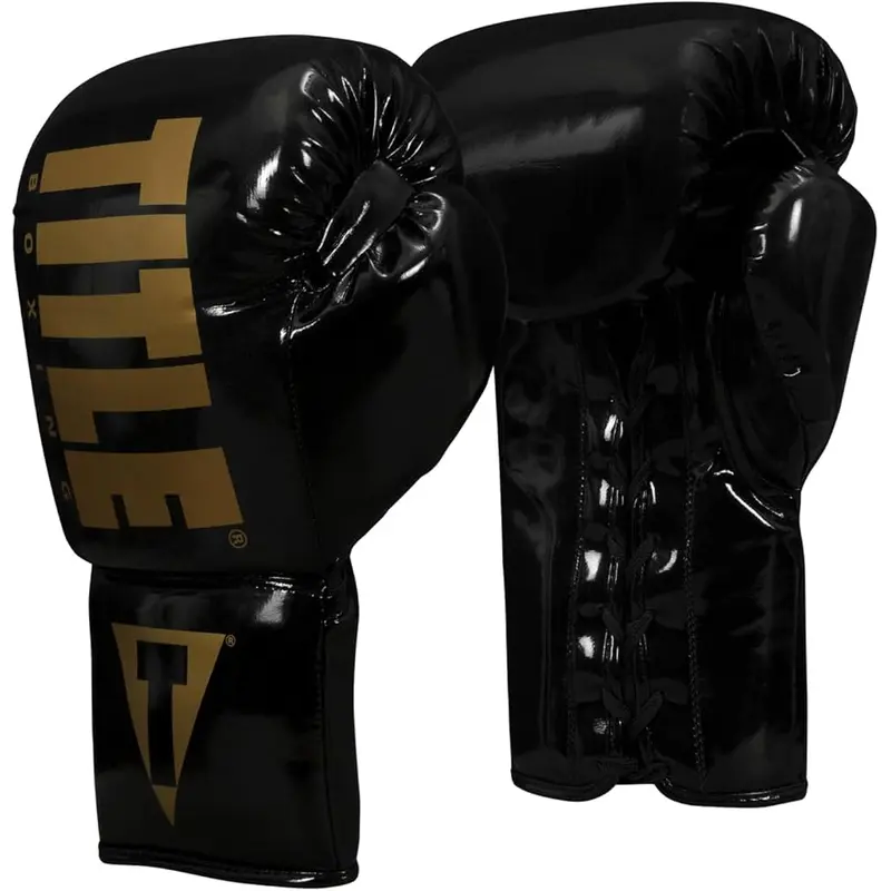 New TITLE Boxing Inferno Intensity Lace Training Gloves 18 oz  Black gold
