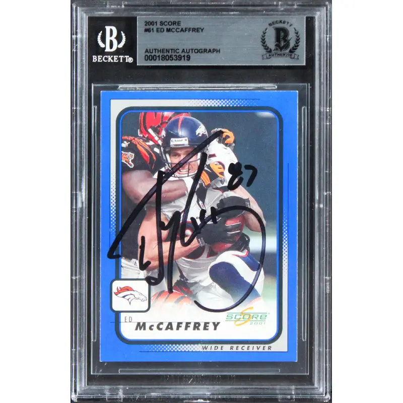 Broncos Ed McCaffrey Authentic Signed 2001 Score #61 Card BAS Slabbed