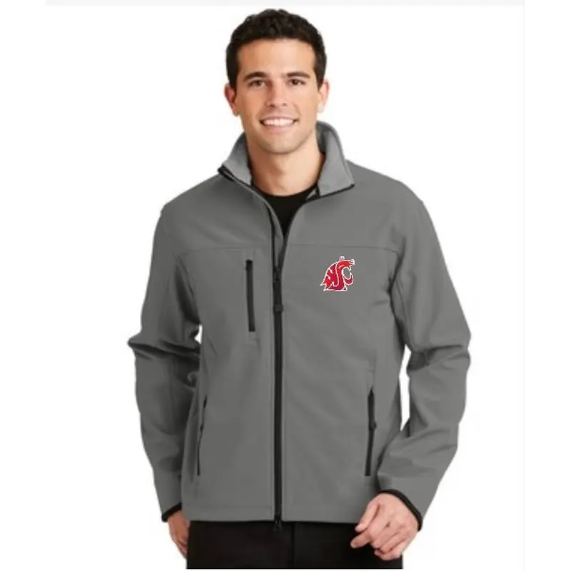 Mens Glacier Soft Shell Grey Jacket with Embroidered Coug Logo
