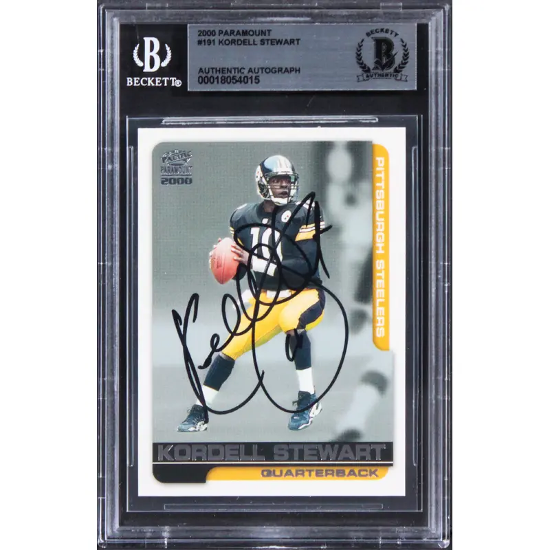 Steelers Kordell Stewart Authentic Signed 2000 Paramount #191 Card BAS Slabbed