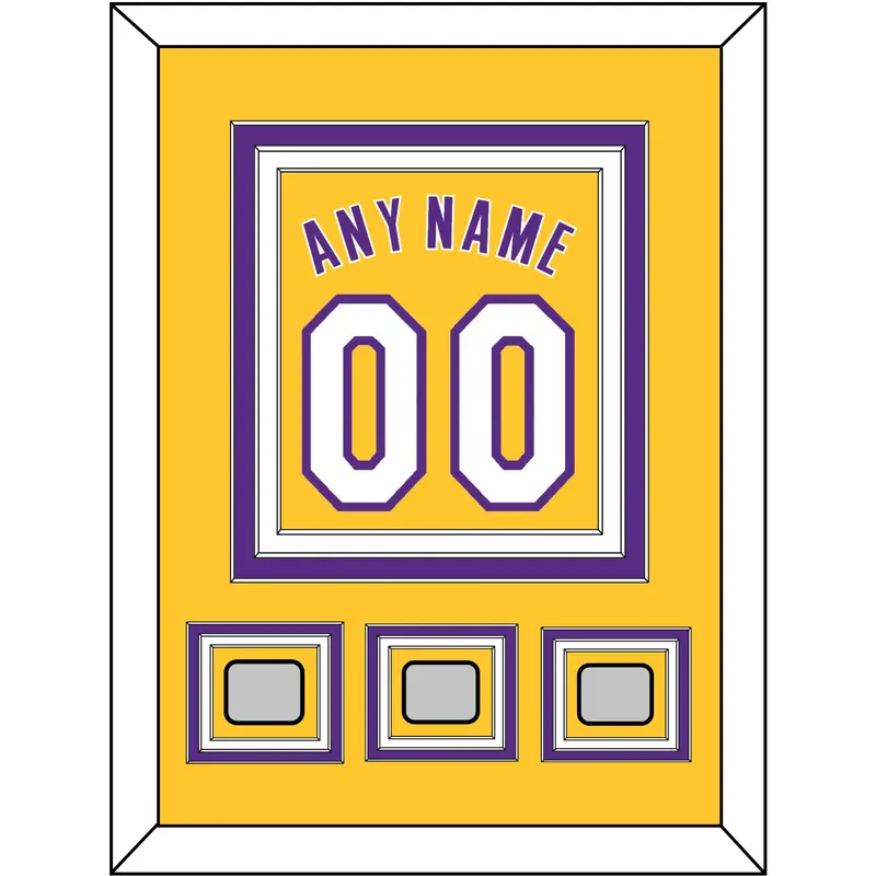 Los Angeles Name & Number With 3 Finals Patches - Home Yellow (1999-2018) - Triple Mat 2