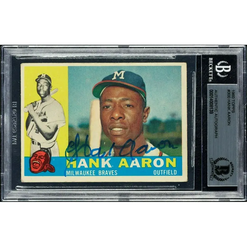 1960 Topps Hank Aaron #300 Signed Autographed Baseball Card BGS Beckett