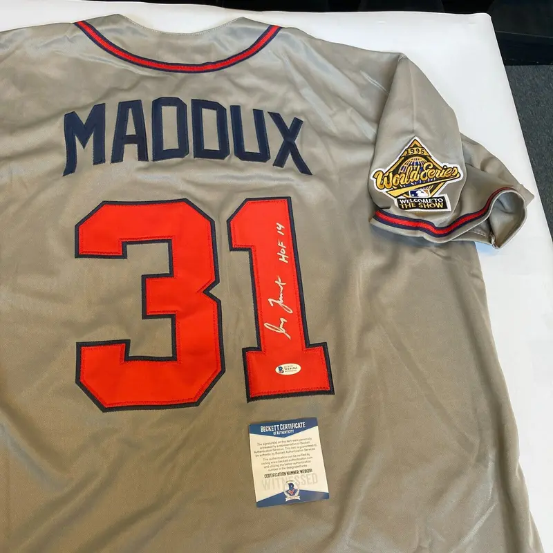 Greg Maddux HOF 2014 Signed Atlanta Braves 1995 World Series Jersey Beckett COA