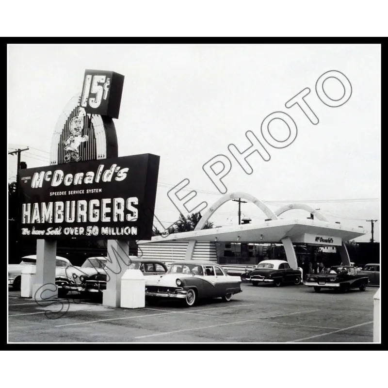 1950's McDonald's Restaurant 8X10 Photo - Des Plaines Illinois - 2354