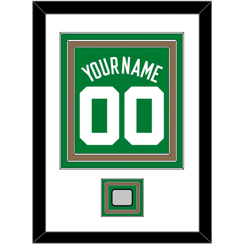 Boston Name & Number With Trophy Patch - Road Green (1972-2018) - Triple Mat 1