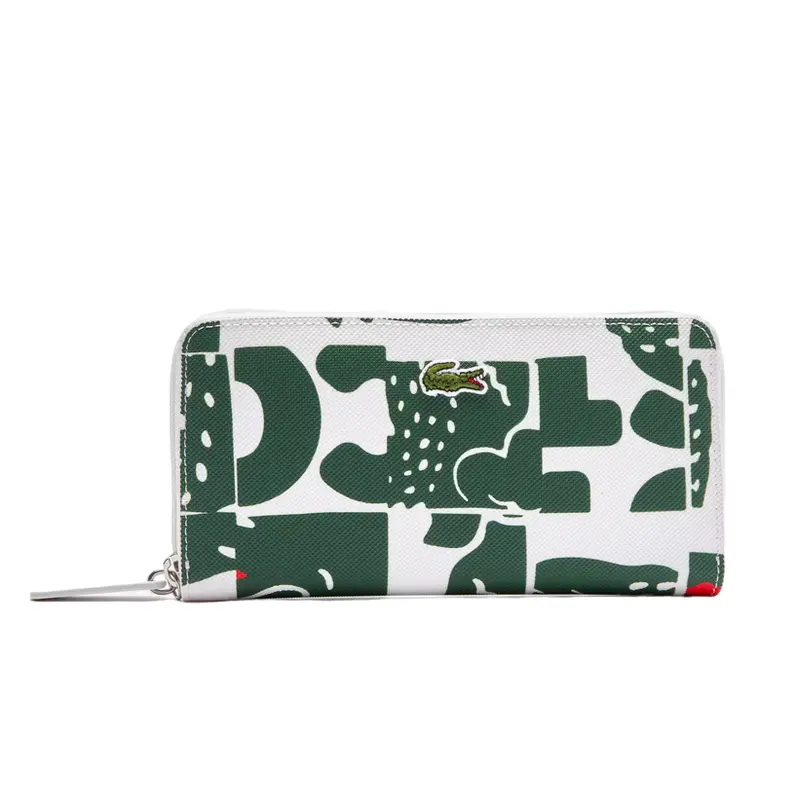 LACOSTE MENS WHITE WALLETS ALLOVER PRINT CROCO CARRE NF3857CX J42