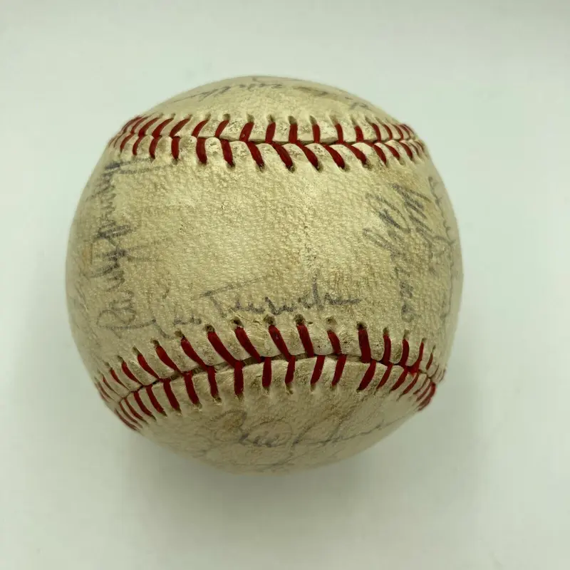 1969 Chicago Cubs Team Signed Autographed Baseball Leo Durocher Ron Santo