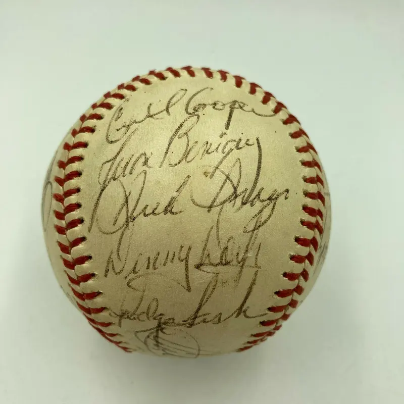 Beautiful Vintage 1975 Boston Red Sox Champs Team Signed Baseball JSA COA