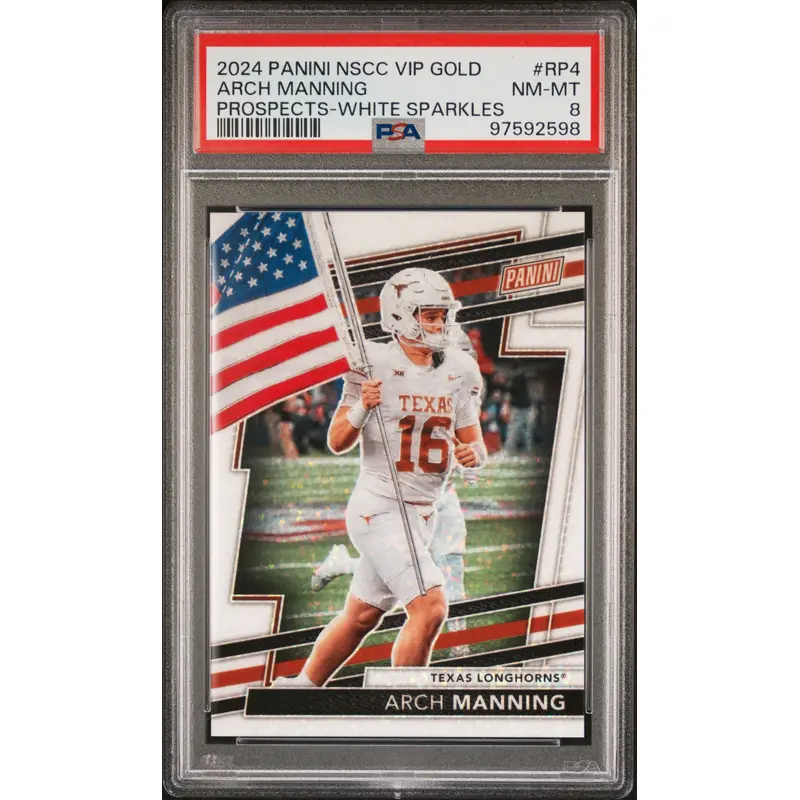 Arch Manning 2024 Panini National VIP Gold White Sparkles PSA 8 Nm-Mint