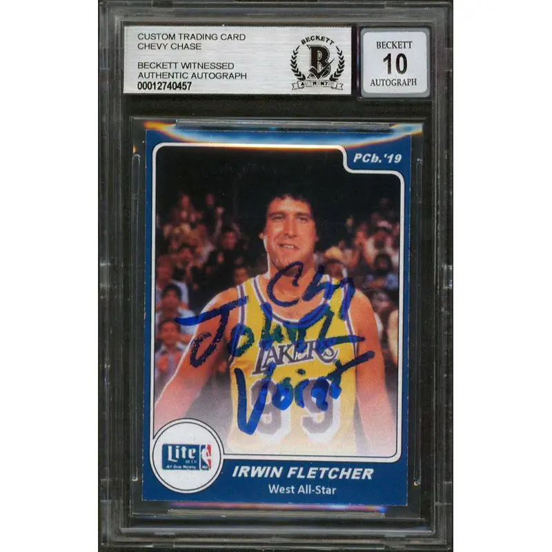 Chevy Chase Fletch "John Voight" Signed Custom Trading Card BAS Slabbed