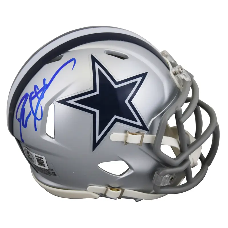 Cowboys Deion Sanders Authentic Signed Silver Speed Mini Helmet BAS Witnessed