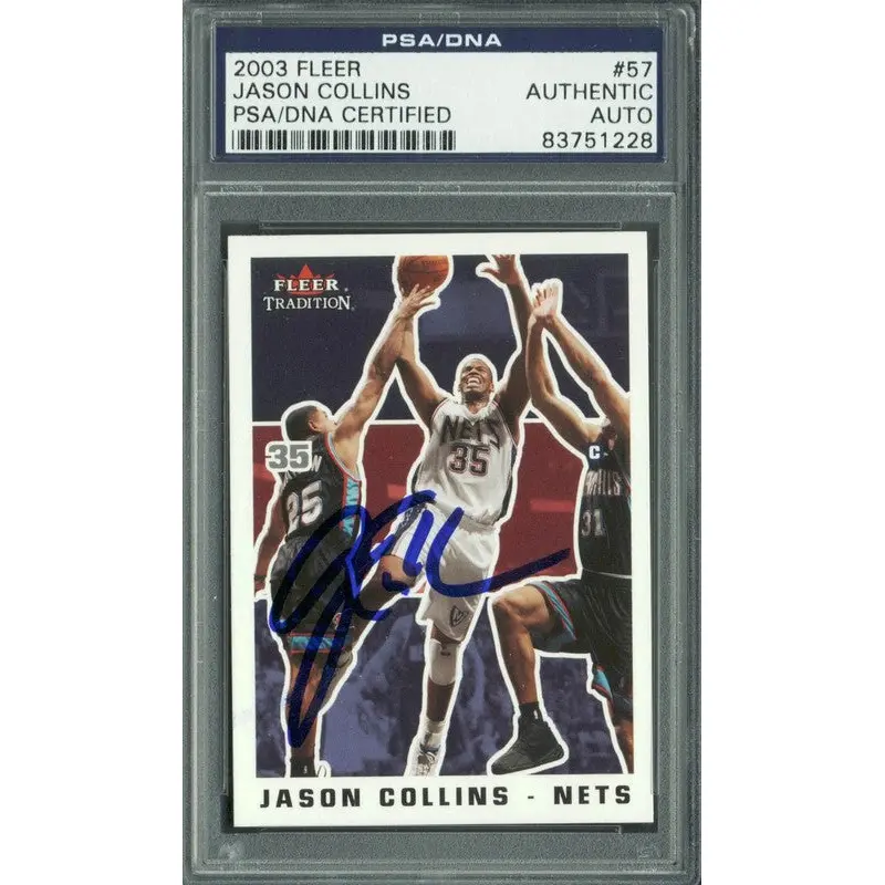 Nets Jason Collins Authentic Signed Card 2003 Fleer #57 PSA/DNA Slabbed