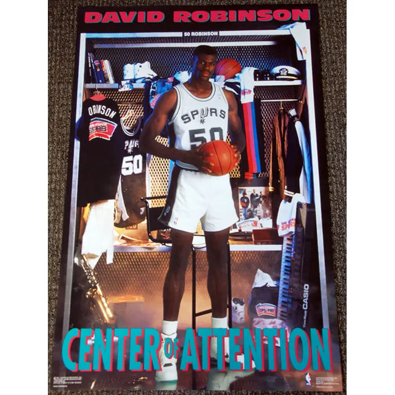 David Robinson "Center of Attention" San Antonio Spurs Poster - Costacos Brothers 1991