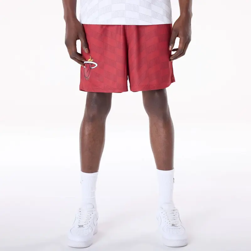 Miami Heat NBA All Over Print Graphic Dark Red Shorts