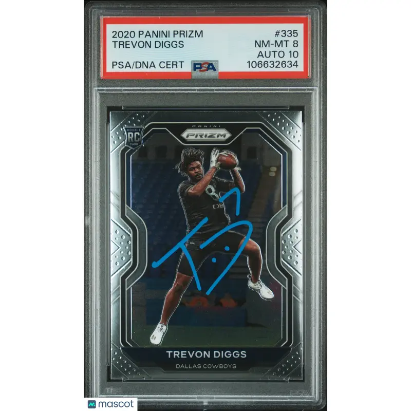 2020 Panini Prizm #335 Trevon Diggs signed card PSA 8 Auto 10