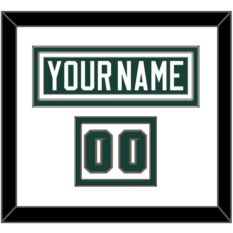 Michigan State Hockey Nameplate & Number (Shoulder) - Road Green (2006-2007) - Double Mat 1
