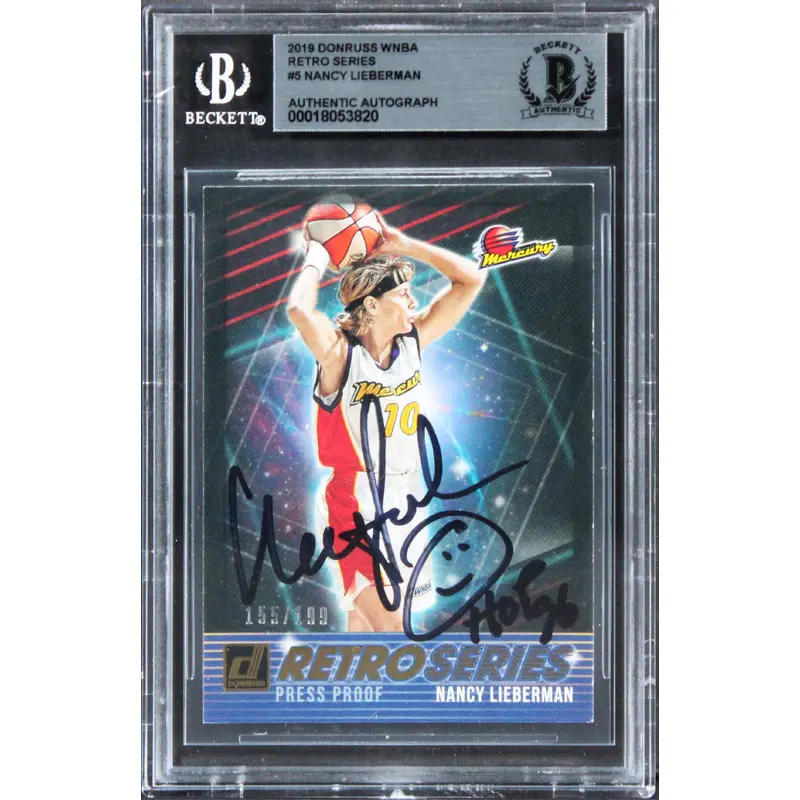 Mercury Nancy Lieberman Signed 2019 Donruss WNBA Retro Series #5 Card BAS Slab