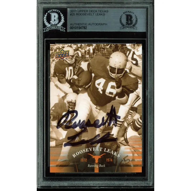 Texas Roosevelt Leaks Authentic Signed Card 2011 Upper Deck Texas #25 BAS Slab