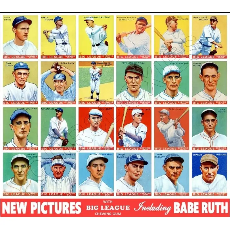 1933 Goudey Baseball Cards Store Counter Advertising Standup Sign - Ruth Speaker - 49