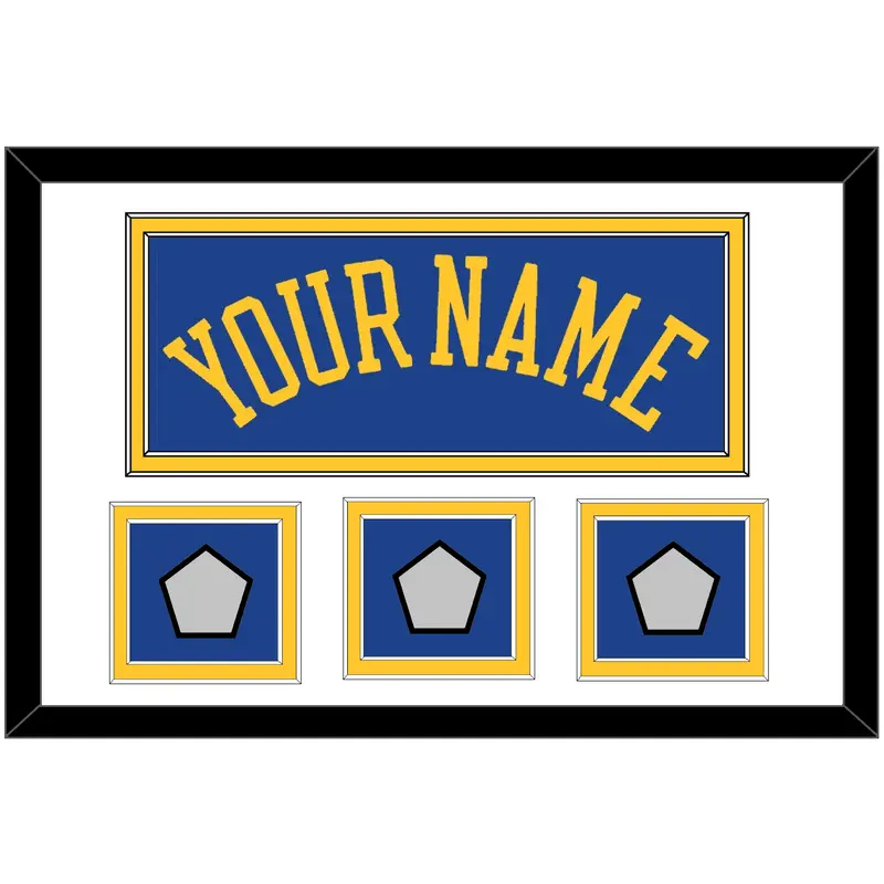 Golden State Name & 3 Champions Patches - Road  Blue (2010-2019) - Double Mat 1