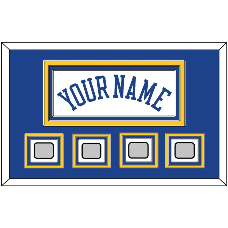 Golden State Name & 4 Champions Patches - Home White (2010-2019) - Triple Mat 2