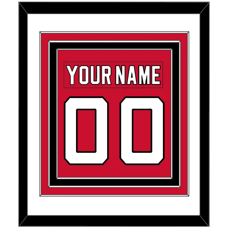 New Jersey Nameplate & Number (Back) Combined - Home Red (2007-2017) - Triple Mat 1