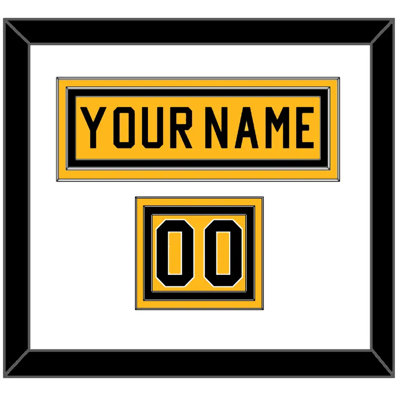 Pittsburgh Nameplate & Number (Shoulder) - Home Gold (1983-1984) - Triple Mat 1