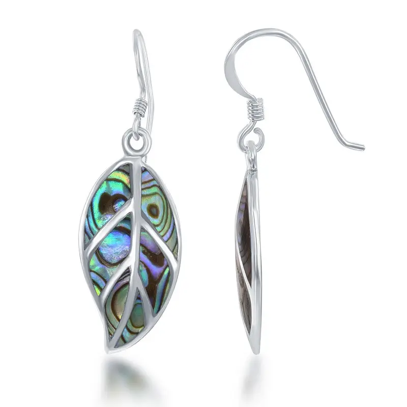 Sterling Silver, Large Abalone Leaf Earring