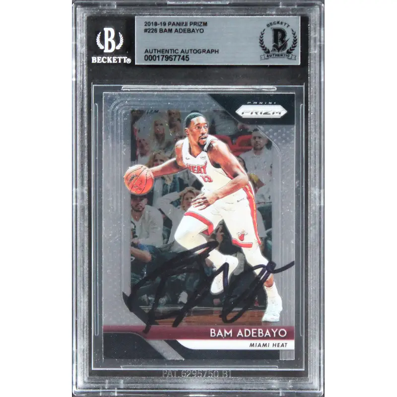 Heat Bam Adebayo Authentic Signed 2018 Panini Prizm #226 Card BAS Slabbed 2
