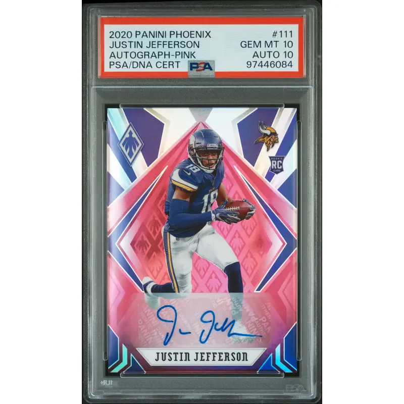 Justin Jefferson 2020 Panini Phoenix Pink RC Autograph #17/35 PSA 10 Auto 10