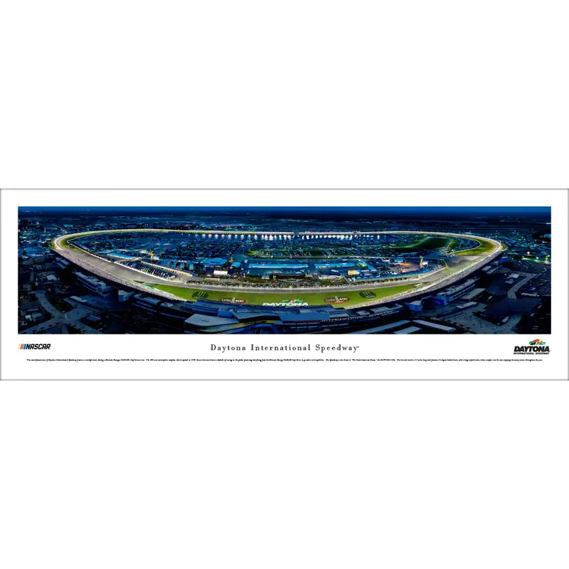 Daytona International Speedway Night Race Panoramic Poster Print - Blakeway Worldwide