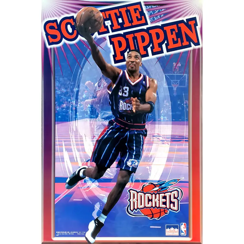 Scottie Pippen "Flash" Houston Rockets NBA Action Poster - Starline Inc. 1999