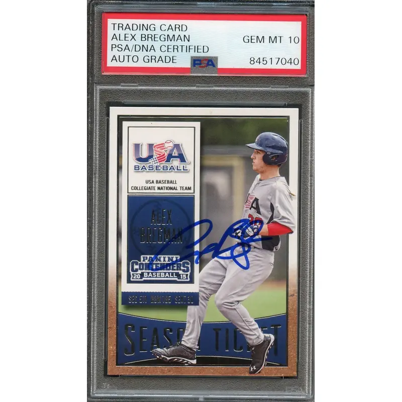 2015 Contenders Season Ticket #64 Alex Bregman Signed Card PSA Slabbed Auto 10 USA