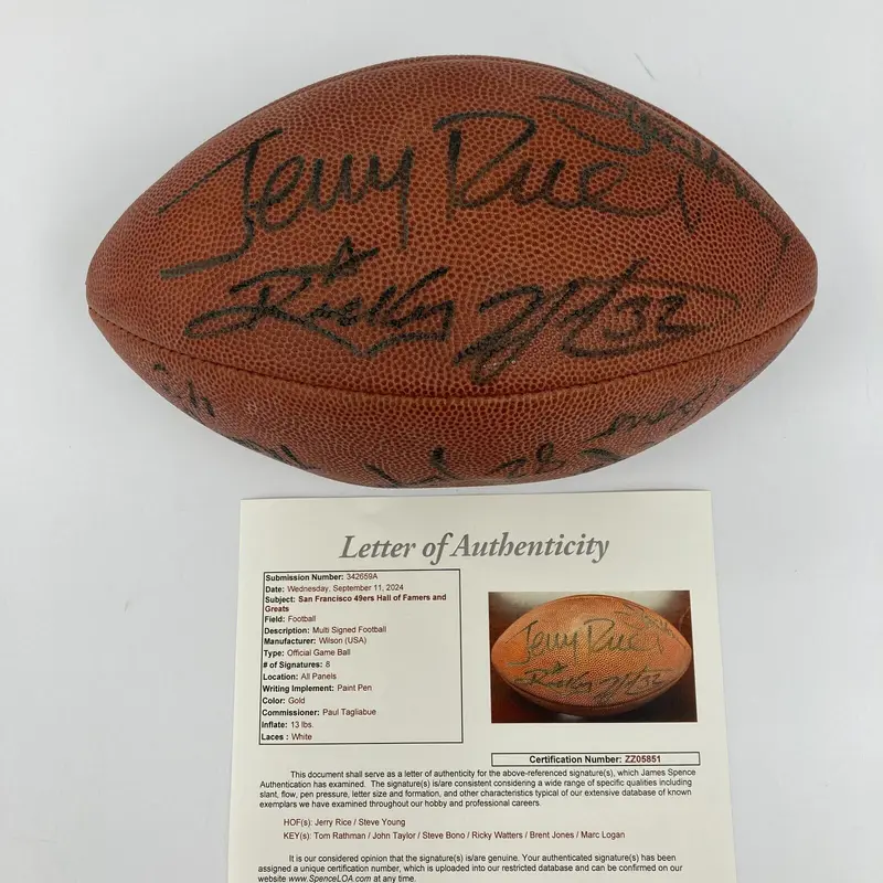 Jerry Rice & Steve Young 1994 San Francisco 49ers Multi Signed Football JSA COA