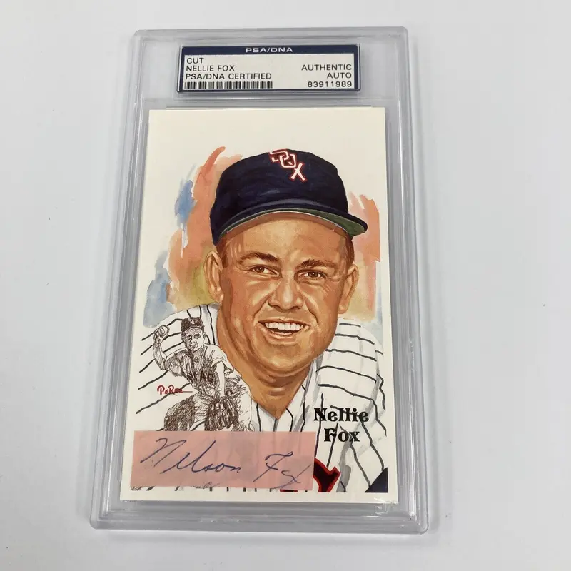 Nellie Fox Signed Hall Of Fame Perez Steele Postcard Cut Signature PSA DNA