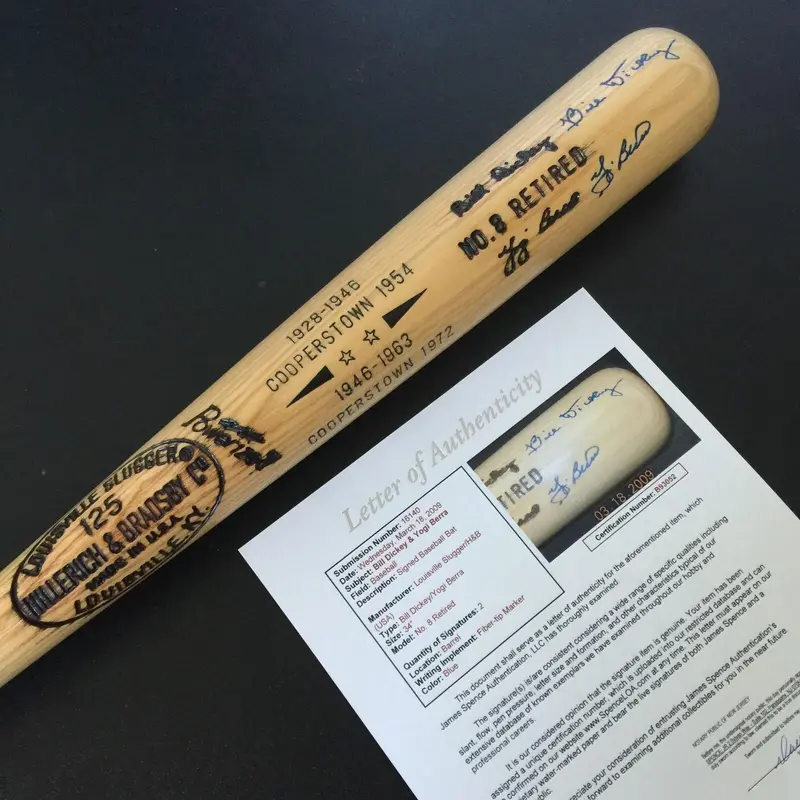 Yogi Berra & Bill Dickey Signed Louisville Slugger Baseball Bat With JSA COA