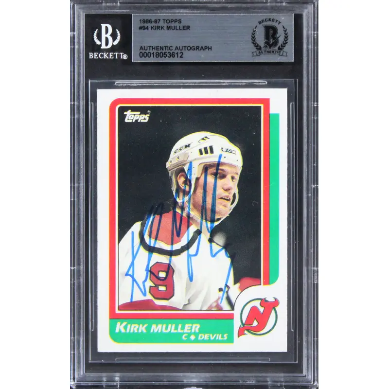 Devils Kirk Muller Authentic Signed 1986 Topps #94 Card BAS Slabbed