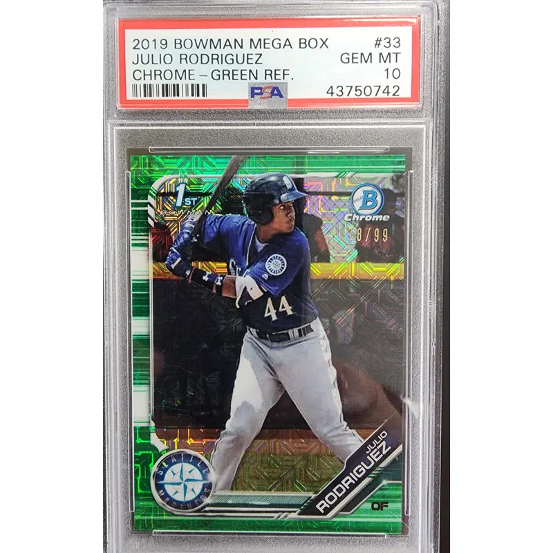 Julio Rodriguez 2019 Bowman Chrome Mega Box Green #78/99 PSA 10 Gem Mint