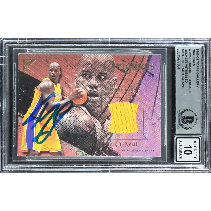 Lakers Shaquille O'Neal Signed 2000 Topps Gallery #GO27 Card Auto 10 BAS Slabbed