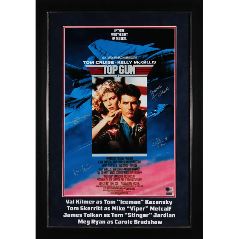 Top Gun (4) Kilmer, Ryan, Skerritt +1 Top Gun Signed Framed 16x24 Photo BAS