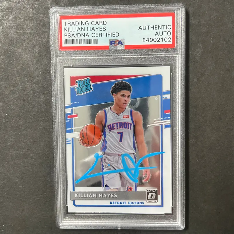 2020-21 Optic Rated Rookie #157 Killian Hayes Signed Card AUTO PSA Slabbed RC Pistons