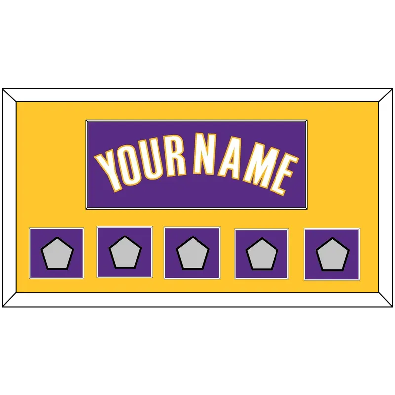 Los Angeles Name & 5 Finals Patches - Road Purple (1999-2004) - Single Mat 2