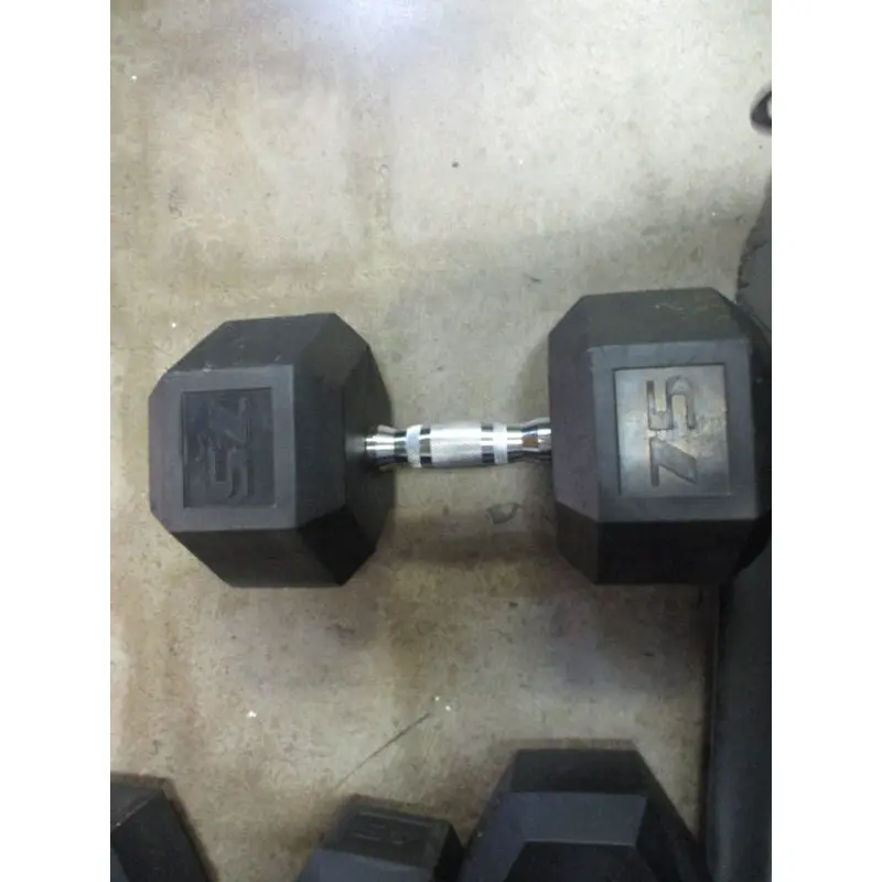 Used 75 LB Rubber Hex Dumbbell
