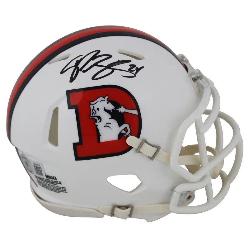 Broncos Champ Bailey Signed 2023 Alt White Speed Mini Helmet BAS Witnessed