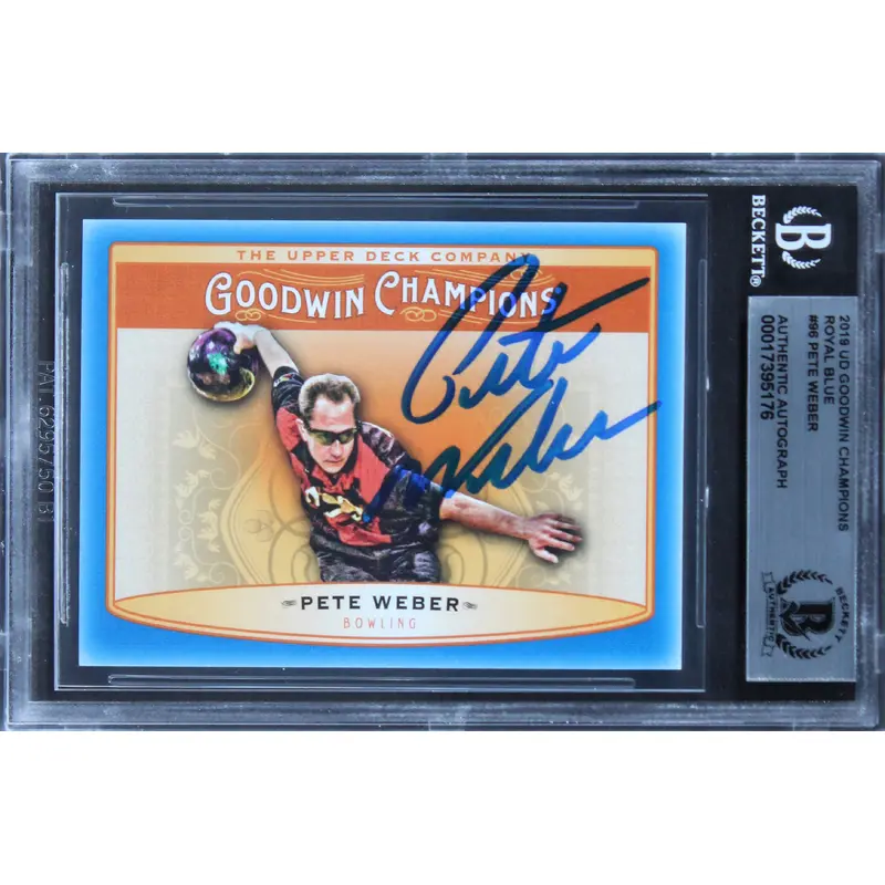 Pete Weber Signed 2019 UD Goodwin Champions Goudey Royal Blue #96 Card BAS Slab