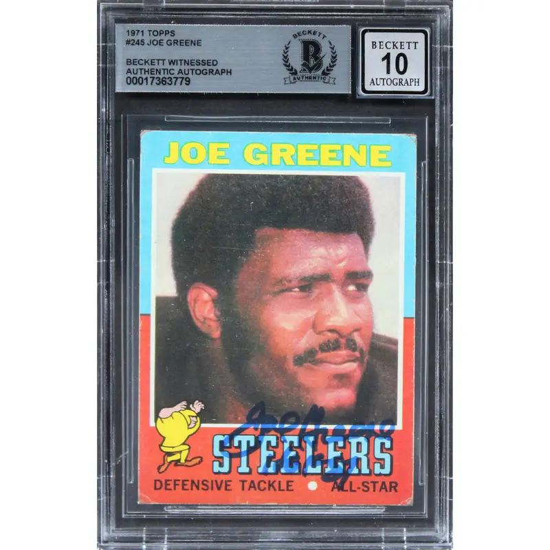 Steelers Joe Greene Authentic Signed 1971 Topps #245 Card Auto 10 BAS Slab 13